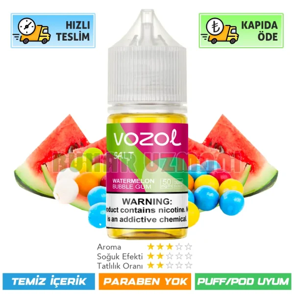 Vozol Watermelon Bubble Gum Salt Likit 30ml